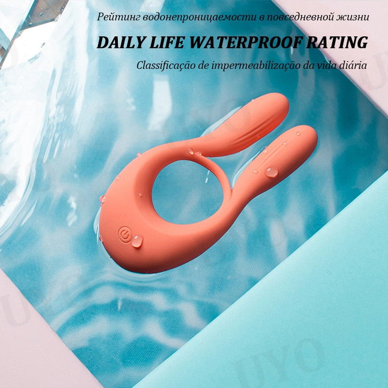 Male Vibrating Cock Ring Locking Silicone Penis Ring Delay Vibrating Ring G-Spot Stimulation Couple Toy