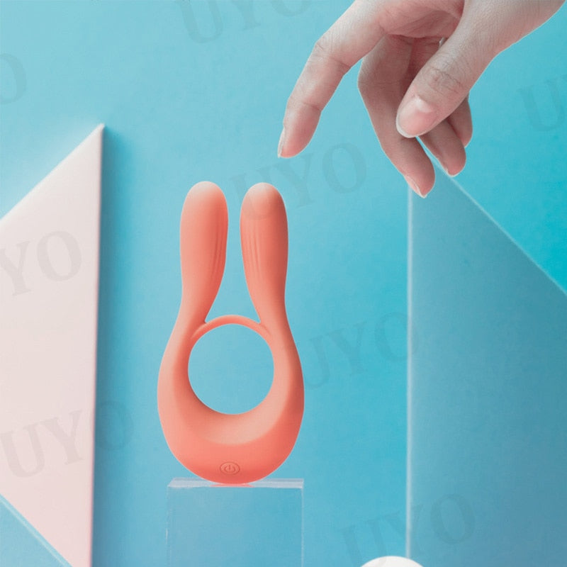 Male Vibrating Cock Ring Locking Silicone Penis Ring Delay Vibrating Ring G-Spot Stimulation Couple Toy