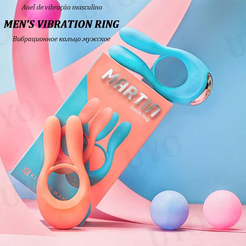 Male Vibrating Cock Ring Locking Silicone Penis Ring Delay Vibrating Ring G-Spot Stimulation Couple Toy