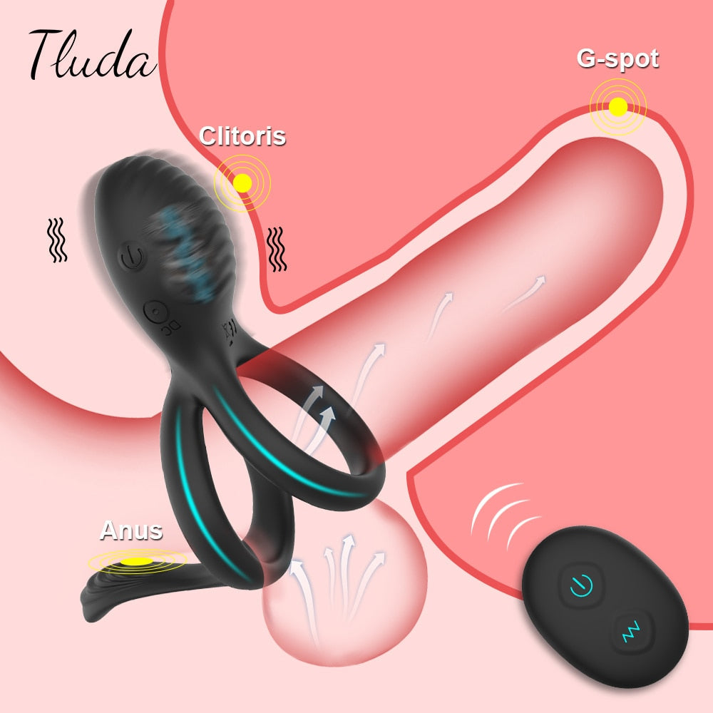 Wireless Couple Ring Sex Toys for Men's Penis, Vibrator Ring, Cockring, Retardant Ejaculation Delay, Remote Control
