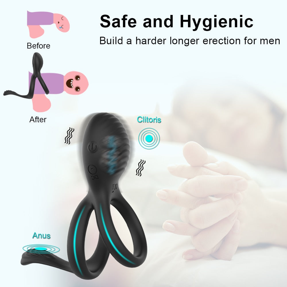 Wireless Couple Ring Sex Toys for Men's Penis, Vibrator Ring, Cockring, Retardant Ejaculation Delay, Remote Control