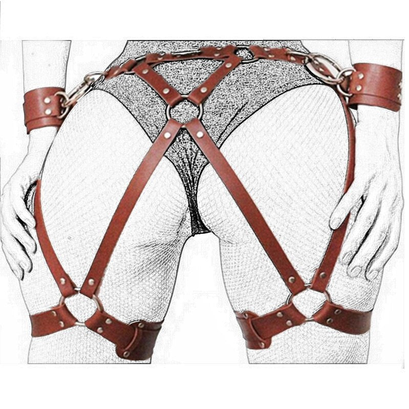 Women Leather Harness Dildo Strapon Belt Strap-on Adult Sex Toys for Women Couples Sex Products Punk Gothic BDSM Bondage Panties