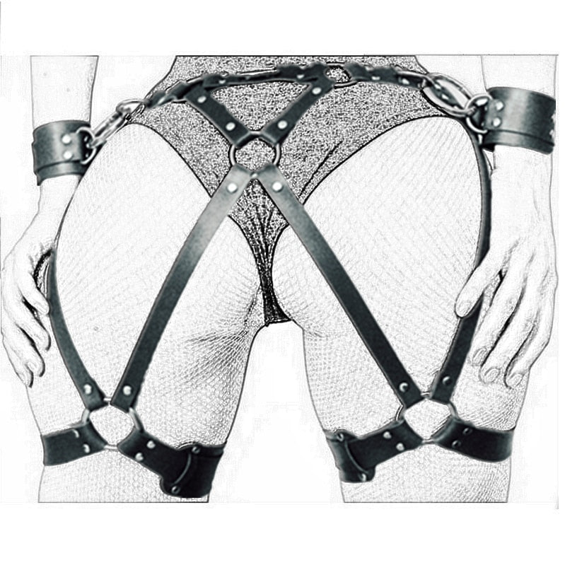 Women Leather Harness Dildo Strapon Belt Strap-on Adult Sex Toys for Women Couples Sex Products Punk Gothic BDSM Bondage Panties