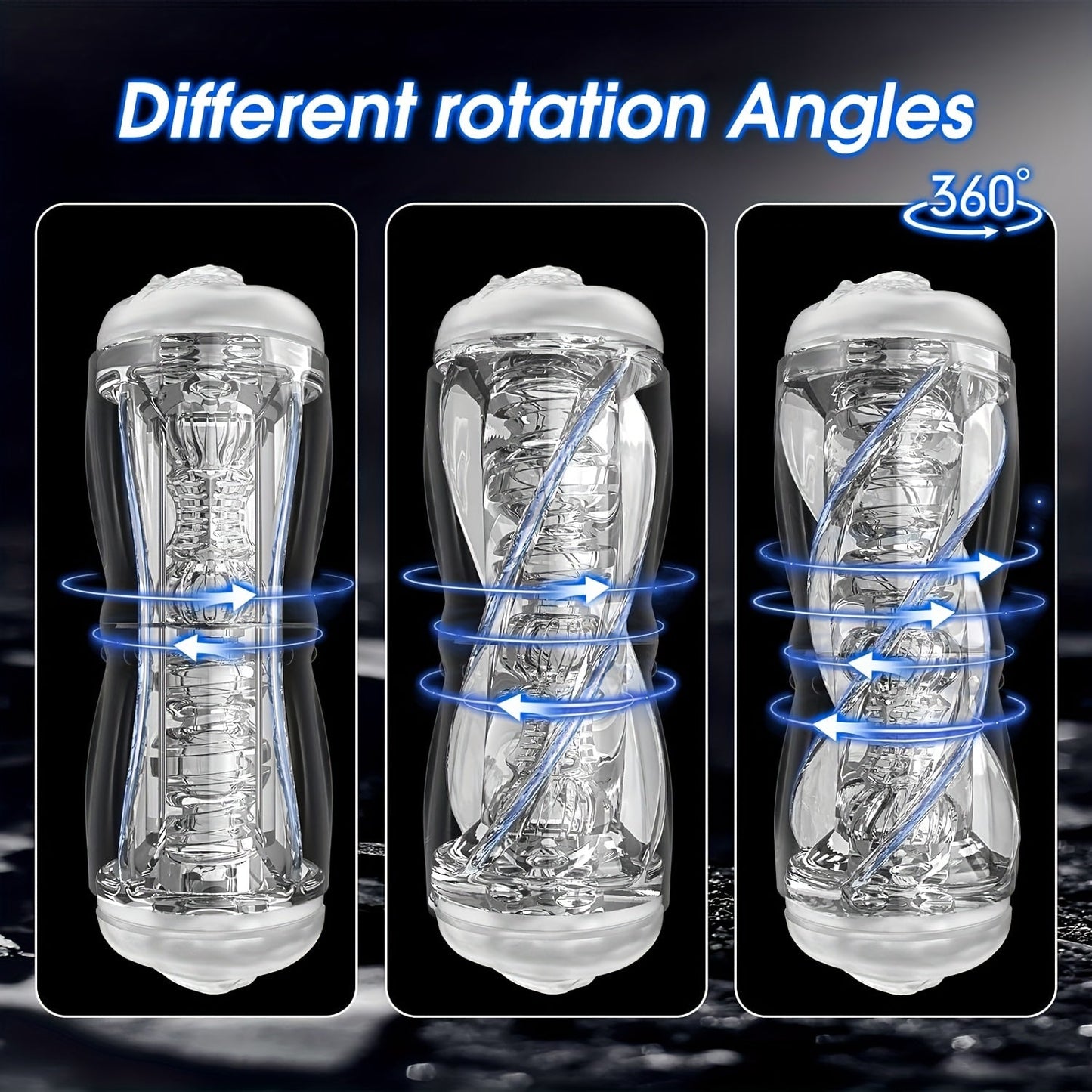 Mesterstar Dual Open Ended 360° Rotating Male Masturbators Stroker Sleeve. Pocket Pussy Sex Toys for Adults with 3D Crystal Realistic Textured Vagina Male Masturbators Cup