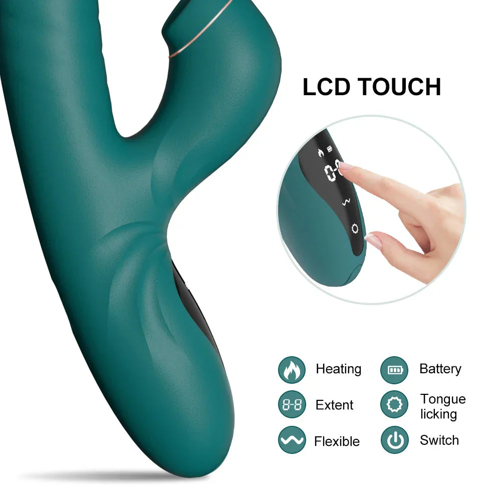 adult sex toys.Simulated glans. long-distance extension. tongue teasing. pulse vibration. LCD touch control. one click heating