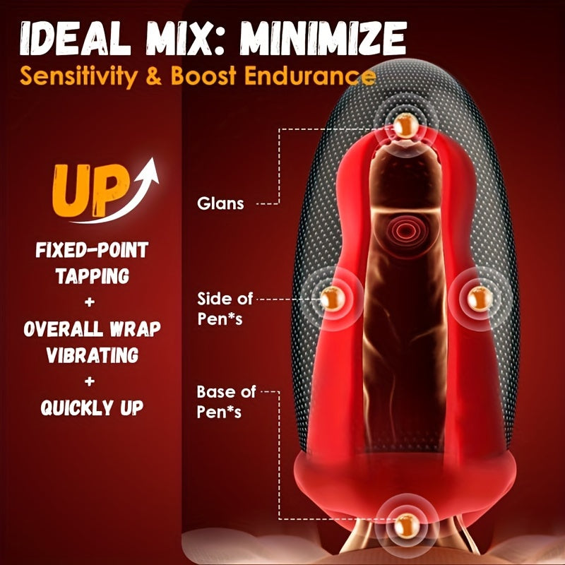 Male Sex Toys For Men Penis Vibrator - Male Masturbator Deep Throat-Mouth Men's Stroker 9 Tapping & Vibrating Penis Pump Trainer LCD 360° Wrapped Male Vibrator Adult Sex Toy