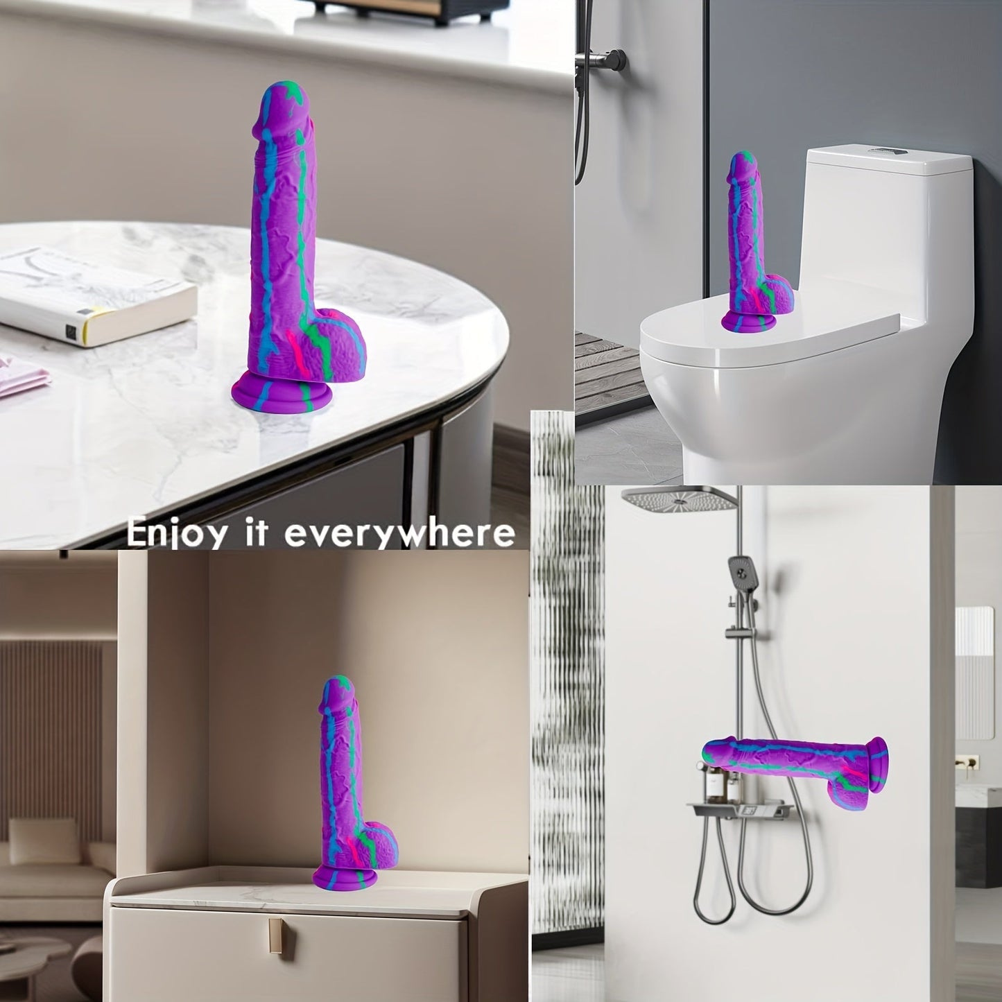 Realistic 8.2 Liquid Silicone Dildo with Suction Cup - Stimulate G-spot. Hands-free Play. Non-Latex. Waterproof