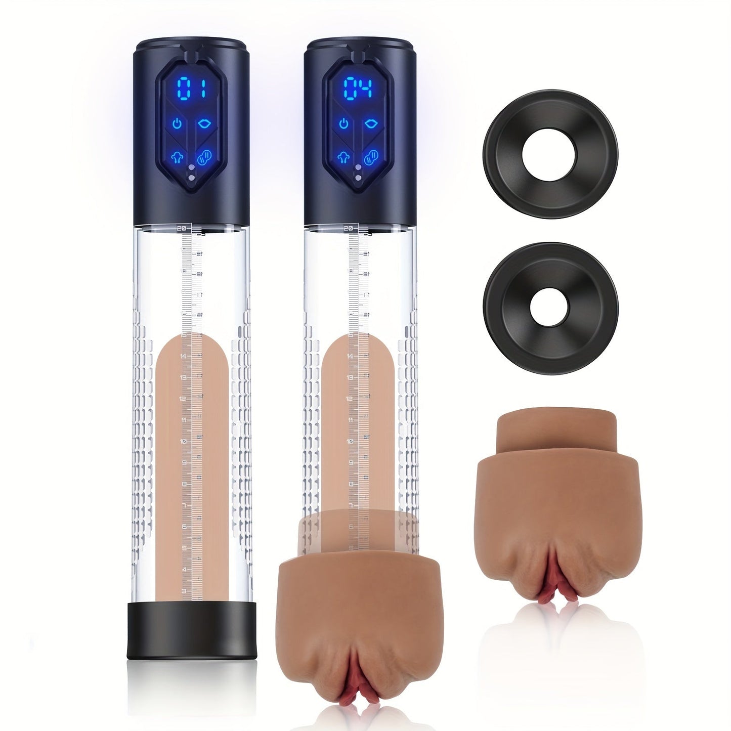 Automatic Penis Pump Sex Toys - Electric Male Masturbator Vacuum Pump With 3 Suction & 4 Erection Intensities. Pump Penis With 2 Vagina Sleeve For Adult Men
