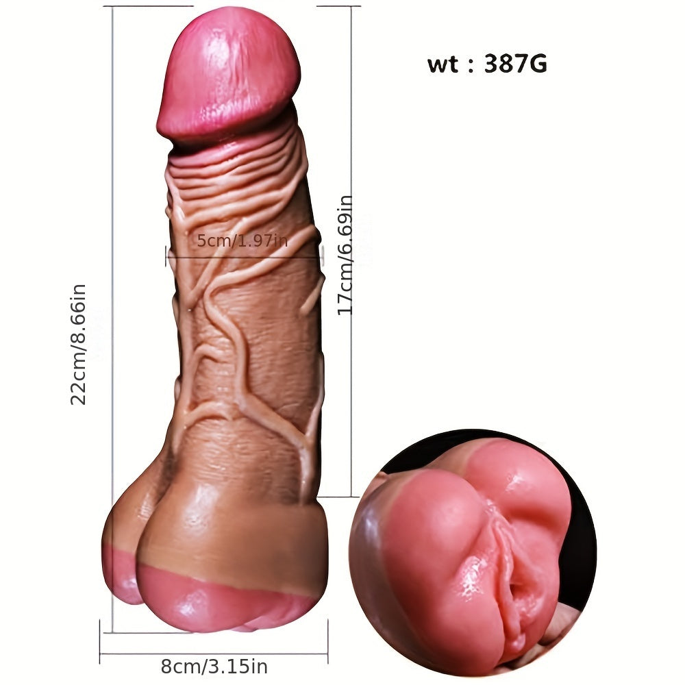 2-in-1 Design Realistic Dildo Pocket Pussy Tight Channels Soft Realistic Dildo for Women Men (Pussy Styles)