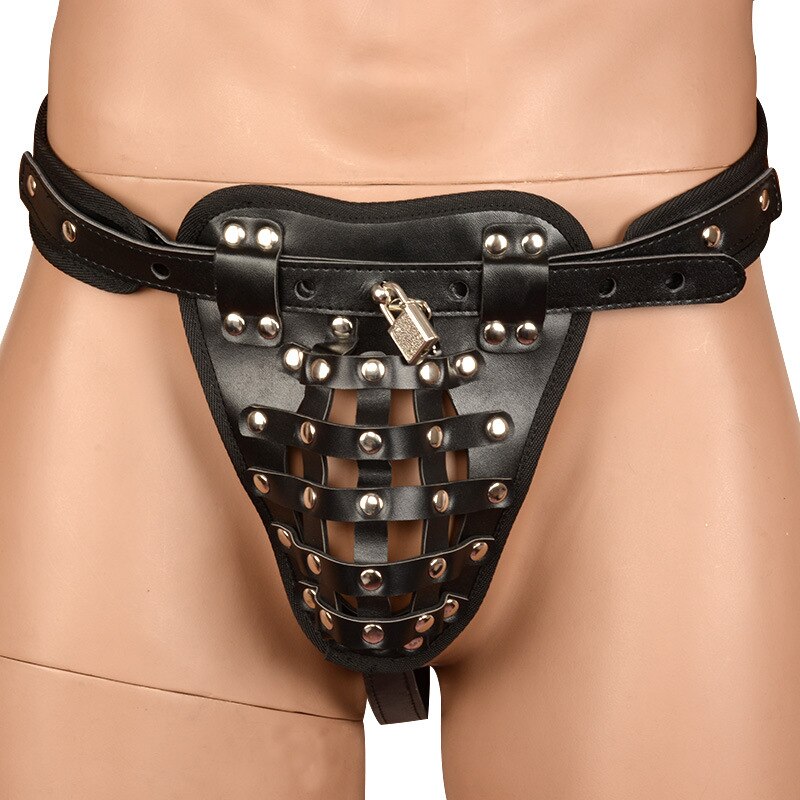 Chastity Pant PU Leather Chastity Device Sexy Underwear Lock Adult Erotic Penis Cage Cock Rings Bondage Sex Toys for Men Luxury