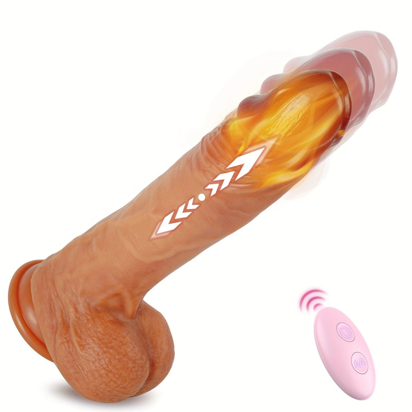Thrusting Dildo Vibrator Sex Toys - 8.8 3-in-1 Heated Realistic G-Spot Anal Vibrating Dildo with 3 Telescopic & 5 Vibration Modes Adult Toy. Strap-on Thick Silicone Dildos for Women Couples