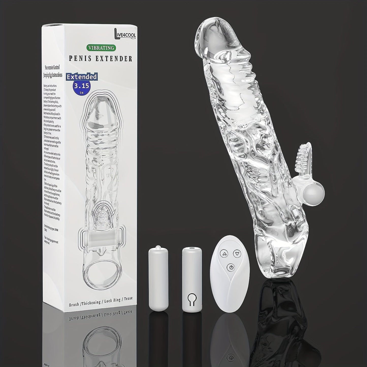 Penis Extender Sleeve Cock Sleeve with Vibrators glan clit stimulator. Penis Enlarger Vibrating Penis Sleeve Cock Ring with 10 Vibration Modes Remote Control