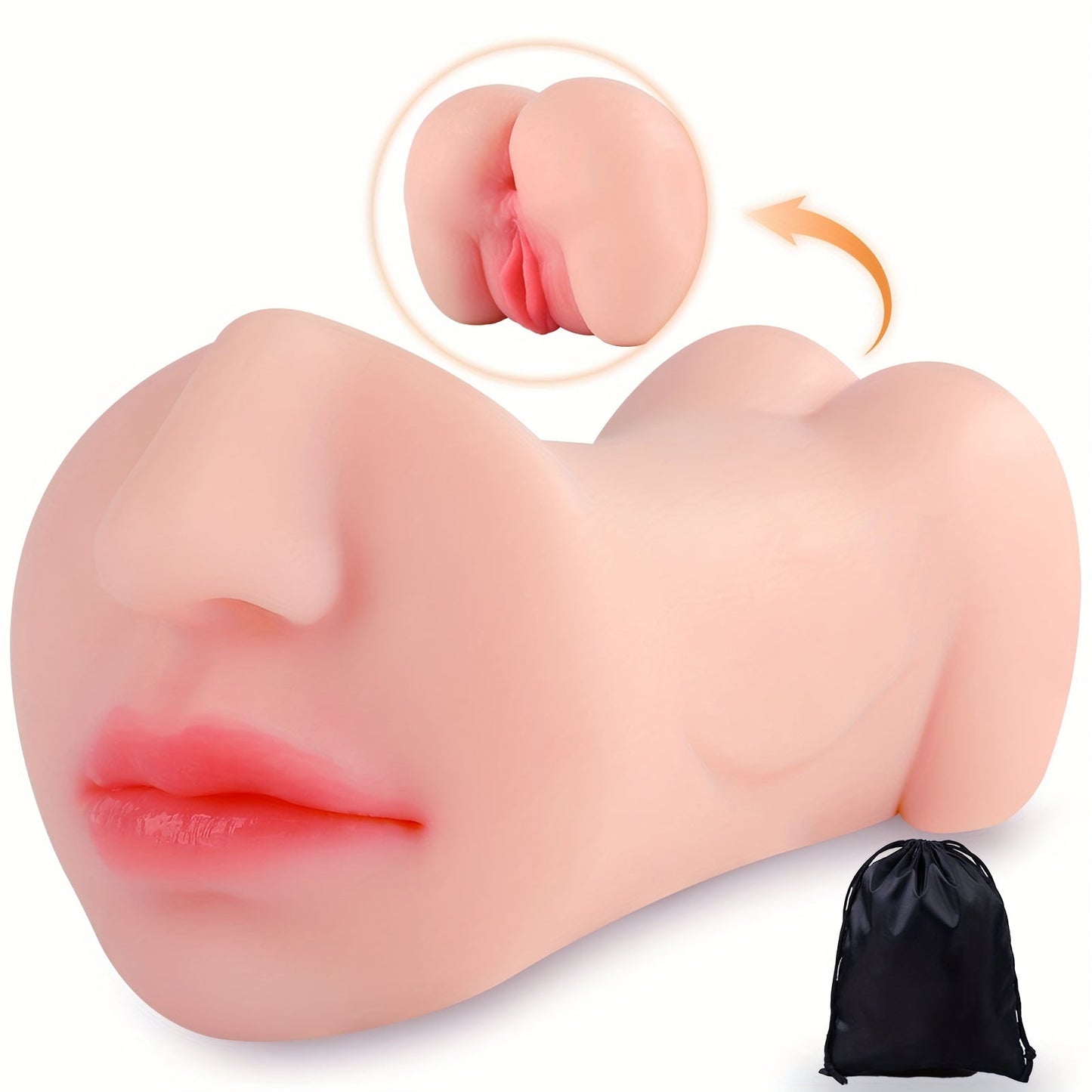 3-in-1 Pocket Pussy Male Masturbator. Double-Ended Stroker with Vagina, Anus & Mouth. 3D Realistic Textured Deepthroat Blowjob Toy for Men's Masturbation. Male Sex Toys with Storage Bag